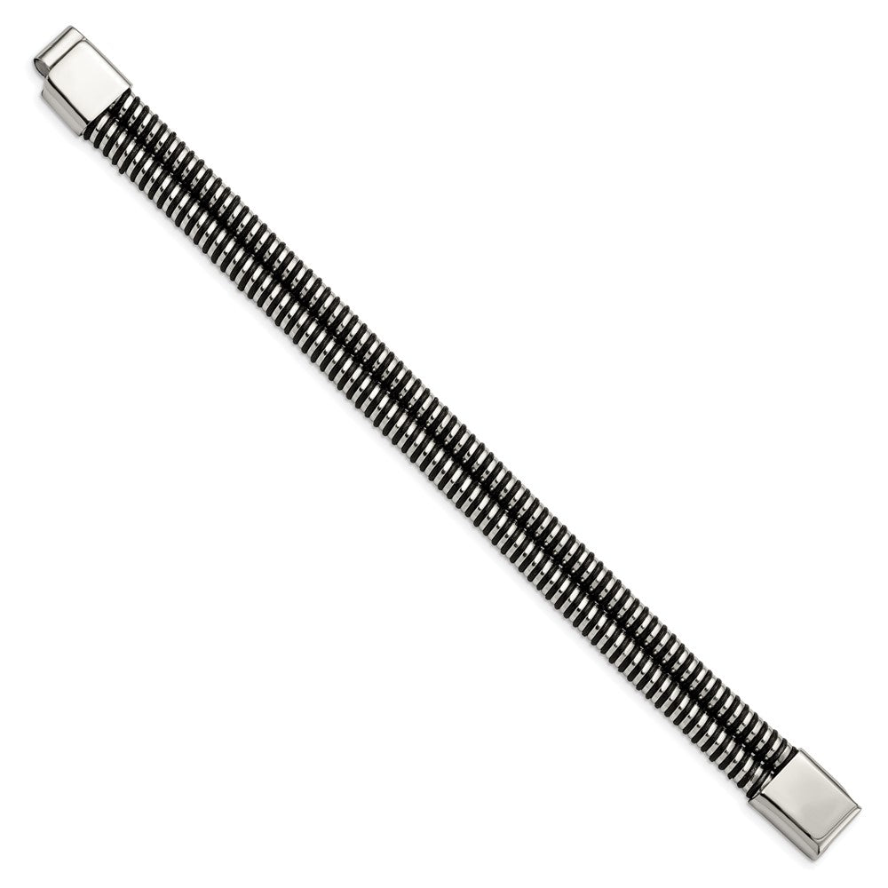 8.5 Zoll Edelstahl Poliert & Schwarz Leder 8.5 Zoll Armband