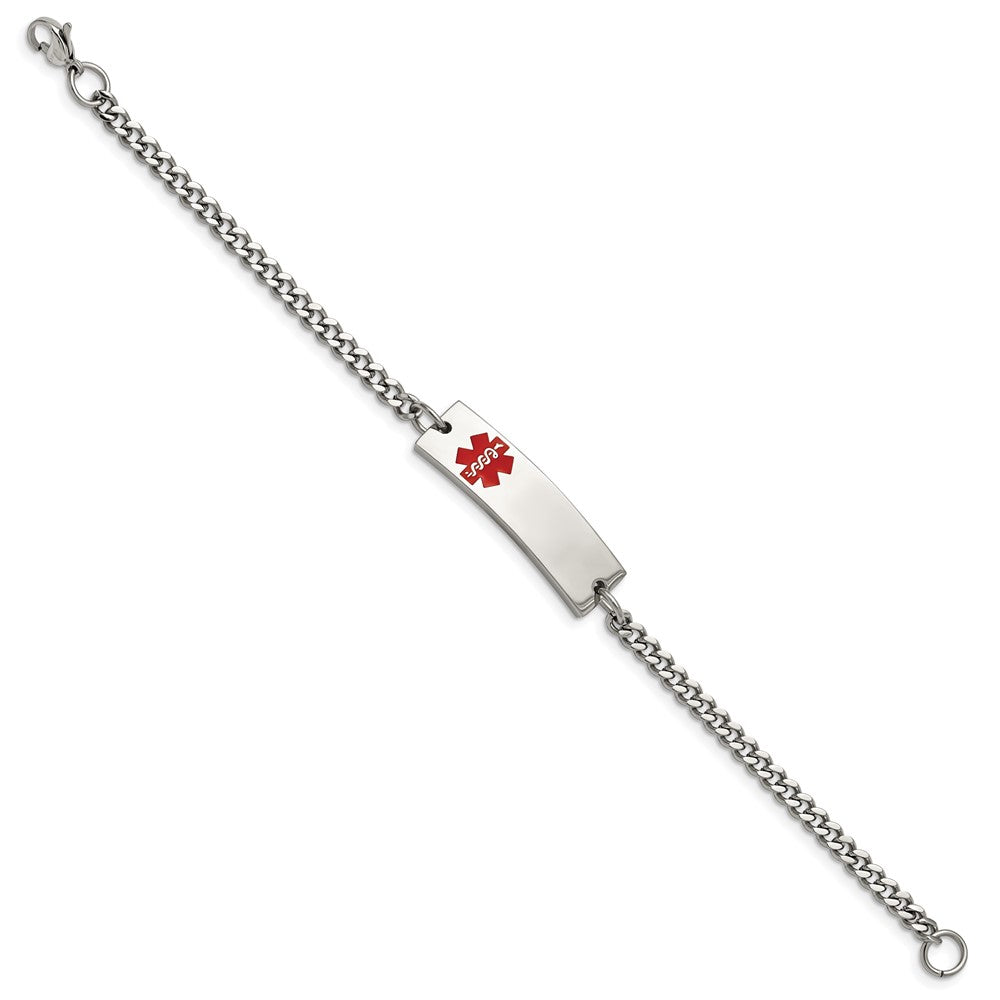 Edelstahl Chisel Poliert mit Rot Emaille Medizinisch Id 8.75 Zoll Panzer Gliederarmband