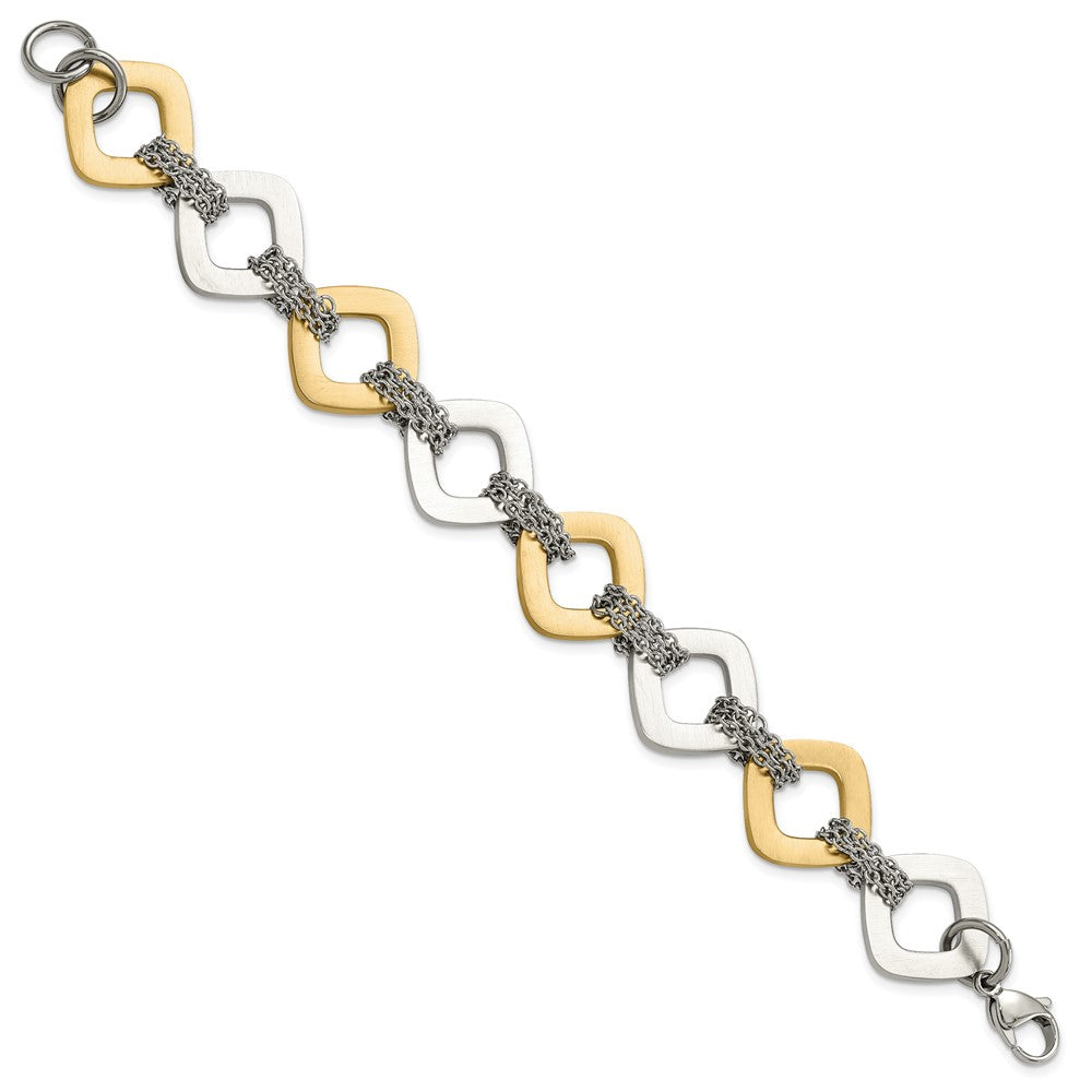 7.5 Zoll Edelstahl Gelb Ip Beschichtet Gebürstet Glieder Armband