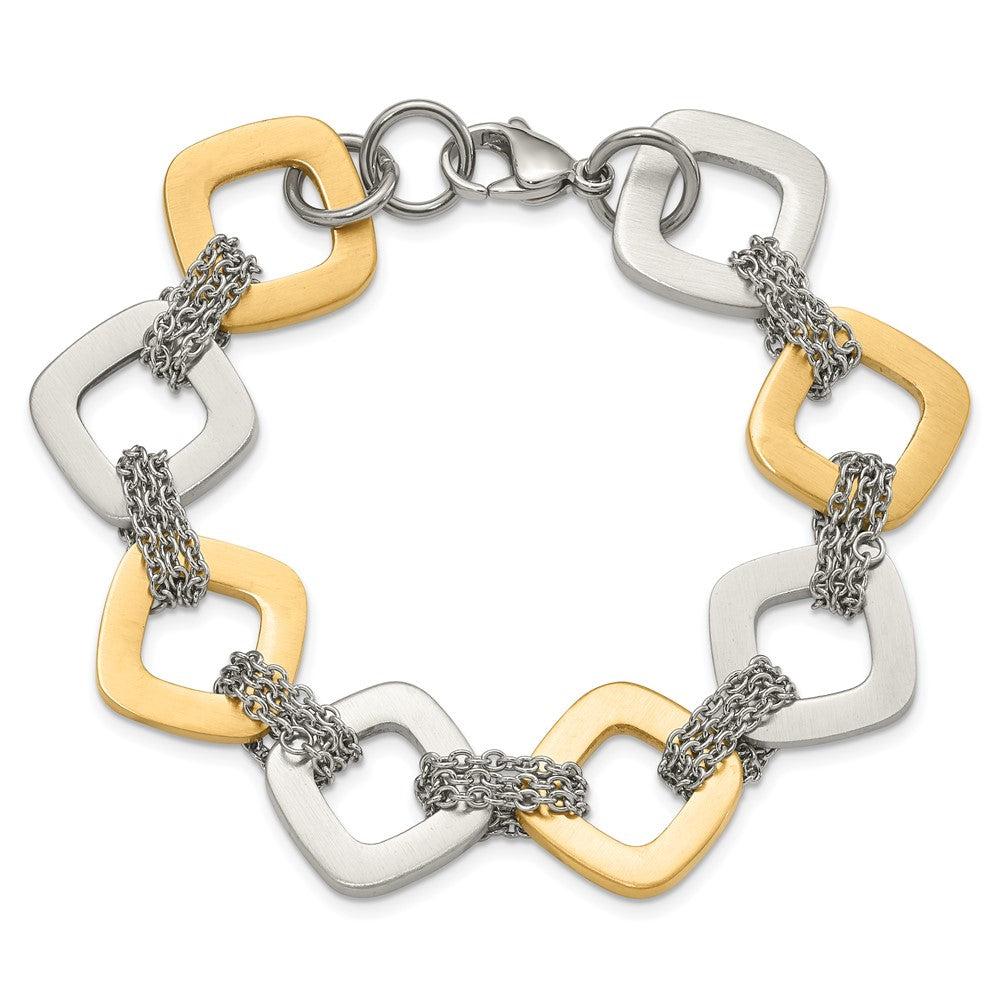 7.5 Zoll Edelstahl Gelb Ip Beschichtet Gebürstet Glieder Armband