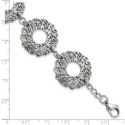 8.5 Zoll Edelstahl Poliert Fantasie Filigran Kreise mit 1.5 Zoll Verlängerung Armband