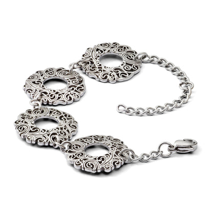 8.5 Zoll Edelstahl Poliert Fantasie Filigran Kreise mit 1.5 Zoll Verlängerung Armband