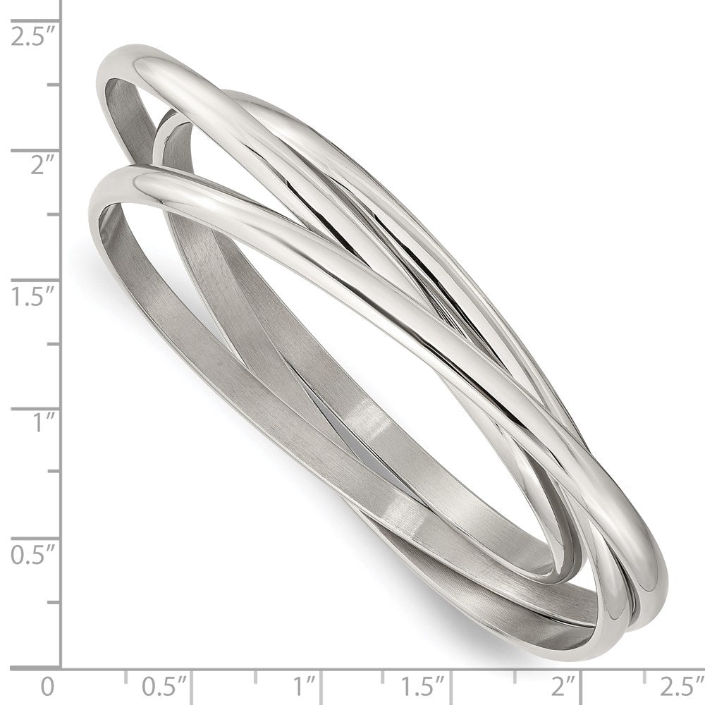 Edelstahl Chisel Poliert 3 Stück Set Of Intertwined Bangles