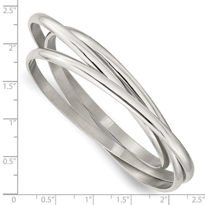 Edelstahl Chisel Poliert 3 Stück Set Of Intertwined Bangles