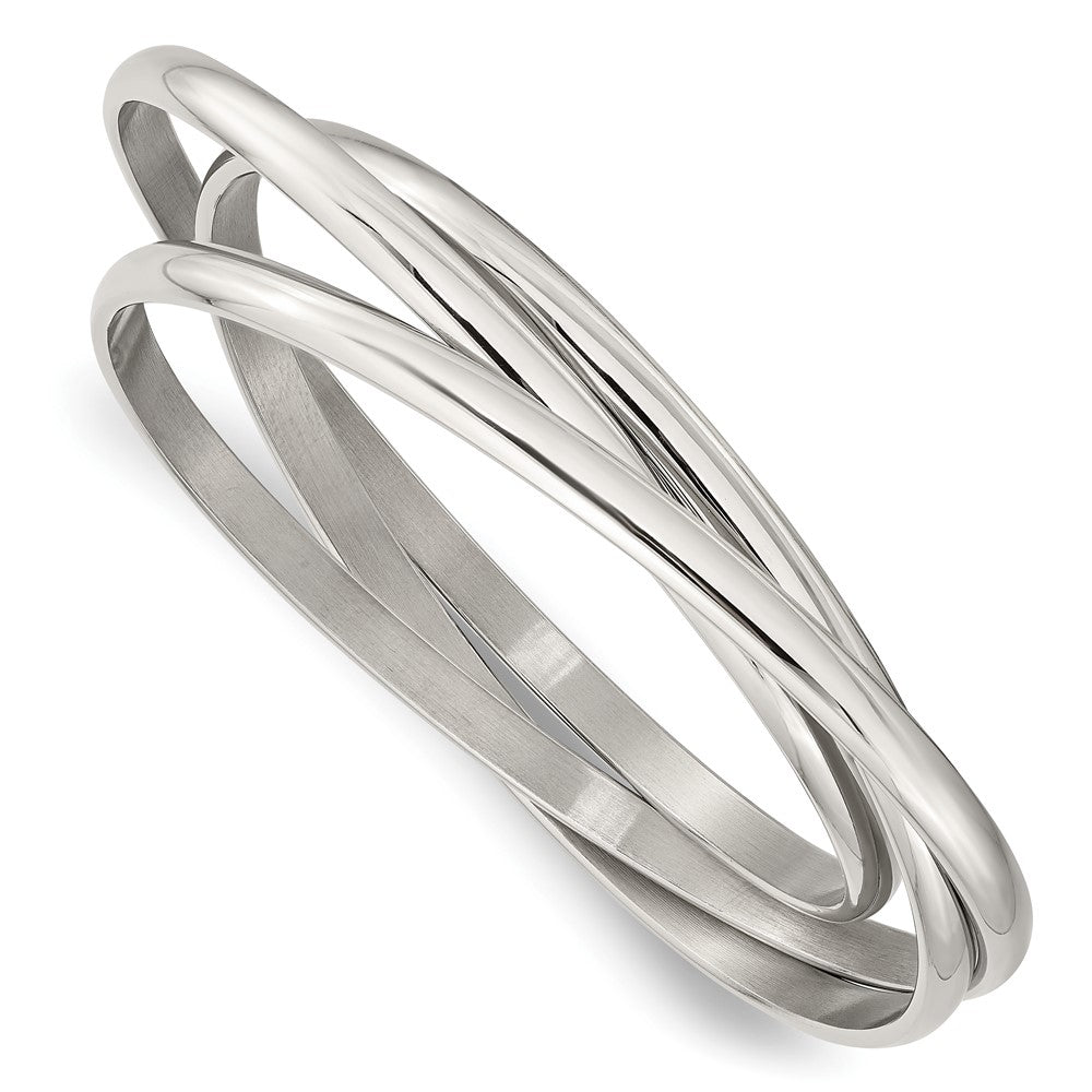 Edelstahl Chisel Poliert 3 Stück Set Of Intertwined Bangles