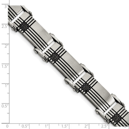 Edelstahl Chisel Gebürstet und Poliert Schwarz Ip-beschichtet mit 1/2 Karat Diamant 8.5 Zoll Armband