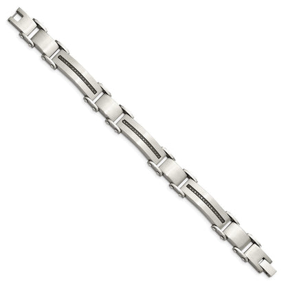Edelstahl Chisel Gebürstet und Poliert mit 1/2 Karat Schwarz Diamant 8.5 Zoll Armband