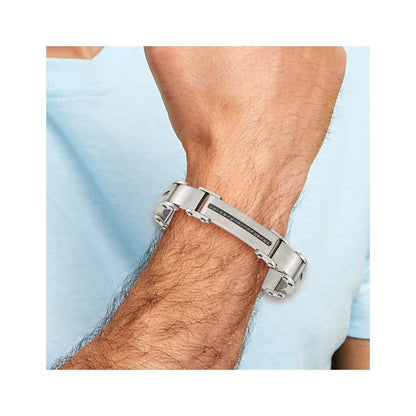 Edelstahl Chisel Gebürstet und Poliert mit 1/2 Karat Schwarz Diamant 8.5 Zoll Armband