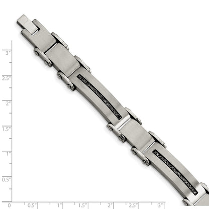 Edelstahl Chisel Gebürstet und Poliert mit 1/2 Karat Schwarz Diamant 8.5 Zoll Armband