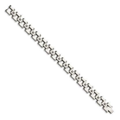 Edelstahl Chisel Poliert mit 1 Karat Schwarz Diamant 8.5 Zoll Armband
