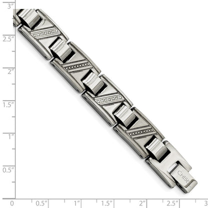 Edelstahl Chisel Poliert mit 1/10 Karat Diamant 8.5 Zoll Armband