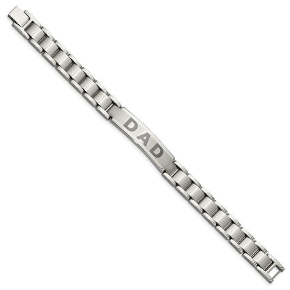 Edelstahl Chisel Gebürstet und Poliert Lasered Dad 8.75 Zoll Armband