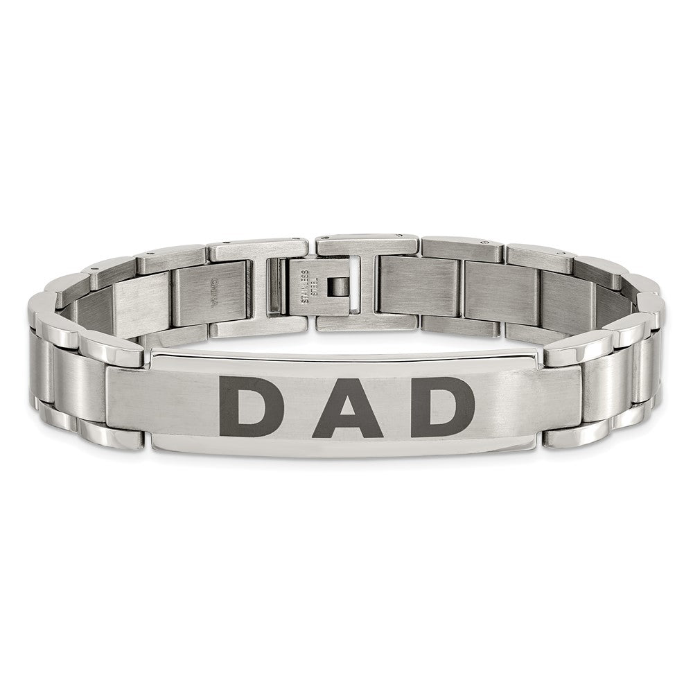Edelstahl Chisel Gebürstet und Poliert Lasered Dad 8.75 Zoll Armband