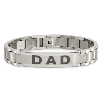 Edelstahl Chisel Gebürstet und Poliert Lasered Dad 8.75 Zoll Armband