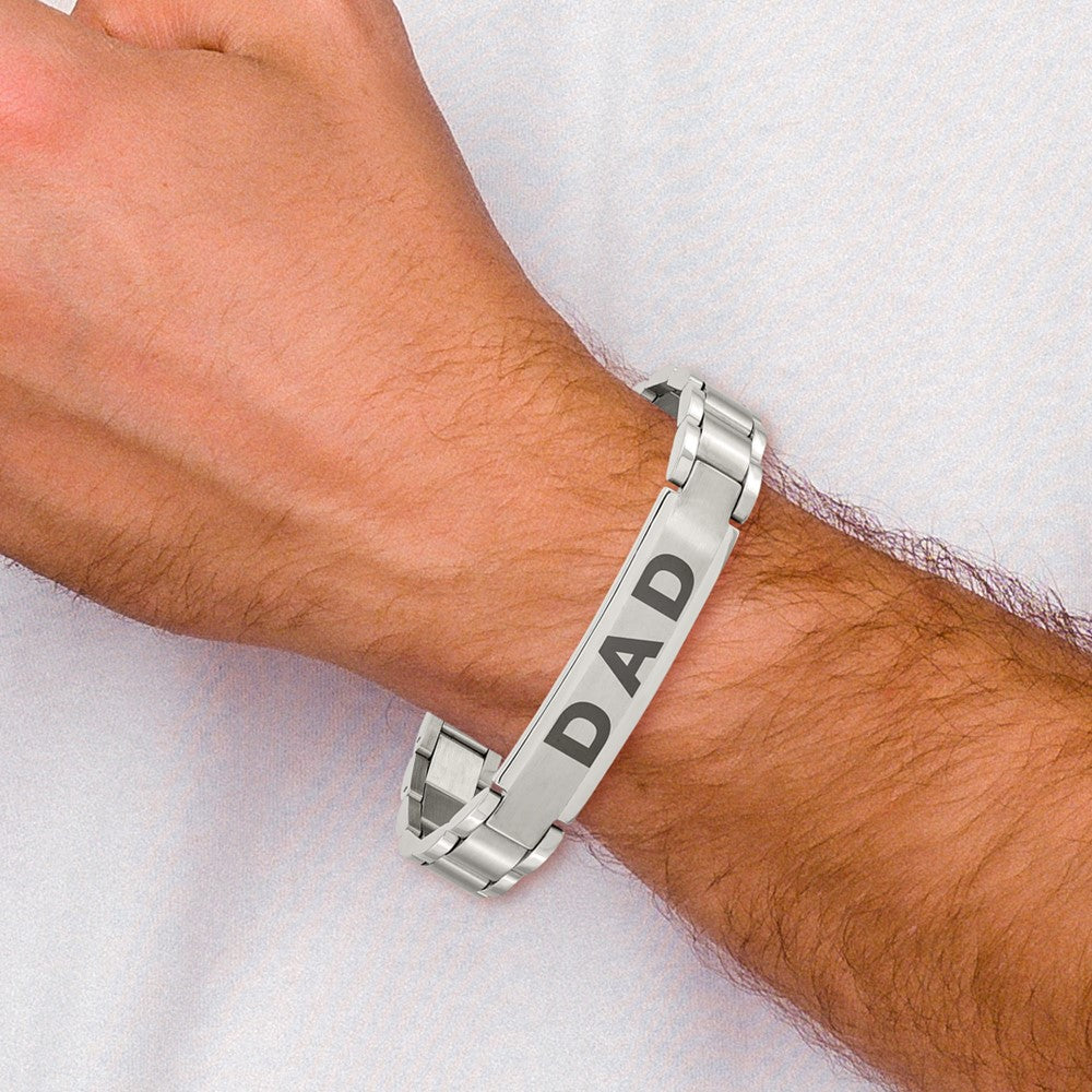 Edelstahl Chisel Gebürstet und Poliert Lasered Dad 8.75 Zoll Armband