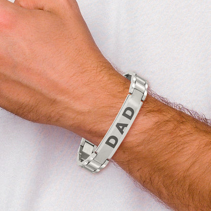 Edelstahl Chisel Gebürstet und Poliert Lasered Dad 8.75 Zoll Armband