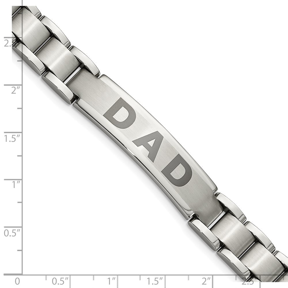 Edelstahl Chisel Gebürstet und Poliert Lasered Dad 8.75 Zoll Armband