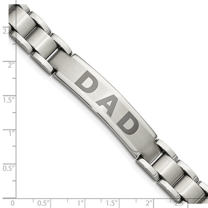 Edelstahl Chisel Gebürstet und Poliert Lasered Dad 8.75 Zoll Armband