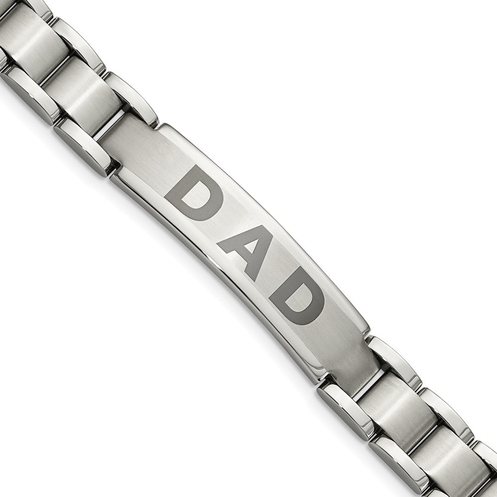 Edelstahl Chisel Gebürstet und Poliert Lasered Dad 8.75 Zoll Armband