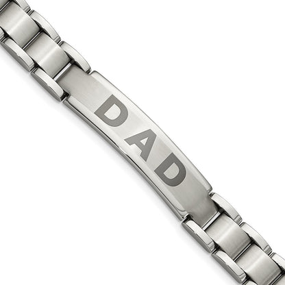 Edelstahl Chisel Gebürstet und Poliert Lasered Dad 8.75 Zoll Armband
