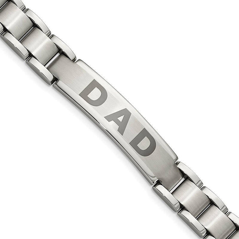 Edelstahl Chisel Gebürstet und Poliert Lasered Dad 8.75 Zoll Armband
