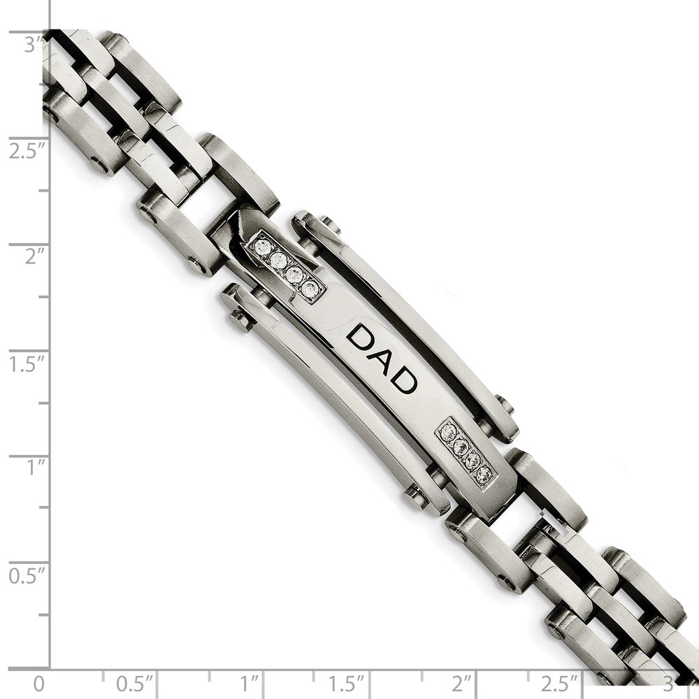 Edelstahl Chisel Poliert mit Zirkonia Dad 8.5 Zoll Armband