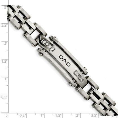 Edelstahl Chisel Poliert mit Zirkonia Dad 8.5 Zoll Armband