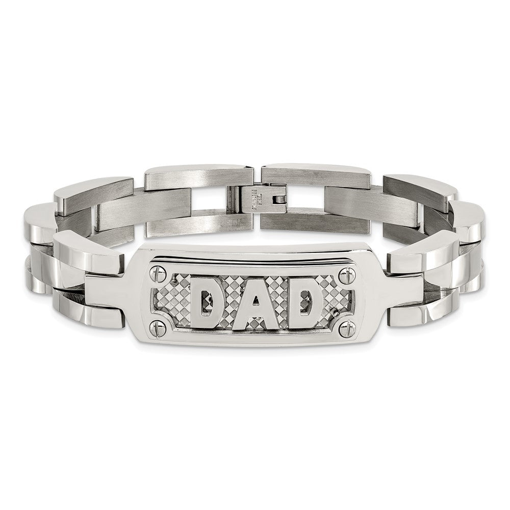 Edelstahl Chisel Poliert und Strukturiert Dad 8.5 Zoll Armband