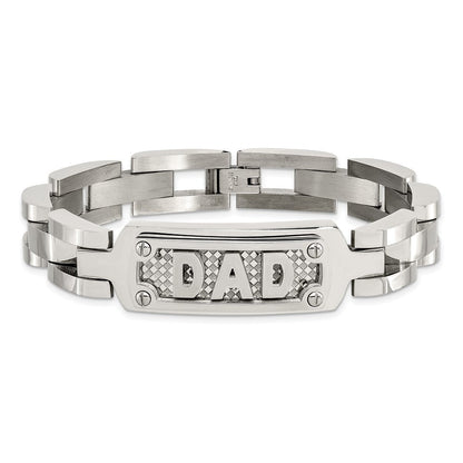 Edelstahl Chisel Poliert und Strukturiert Dad 8.5 Zoll Armband