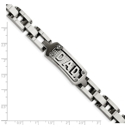 Edelstahl Chisel Poliert und Strukturiert Dad 8.5 Zoll Armband