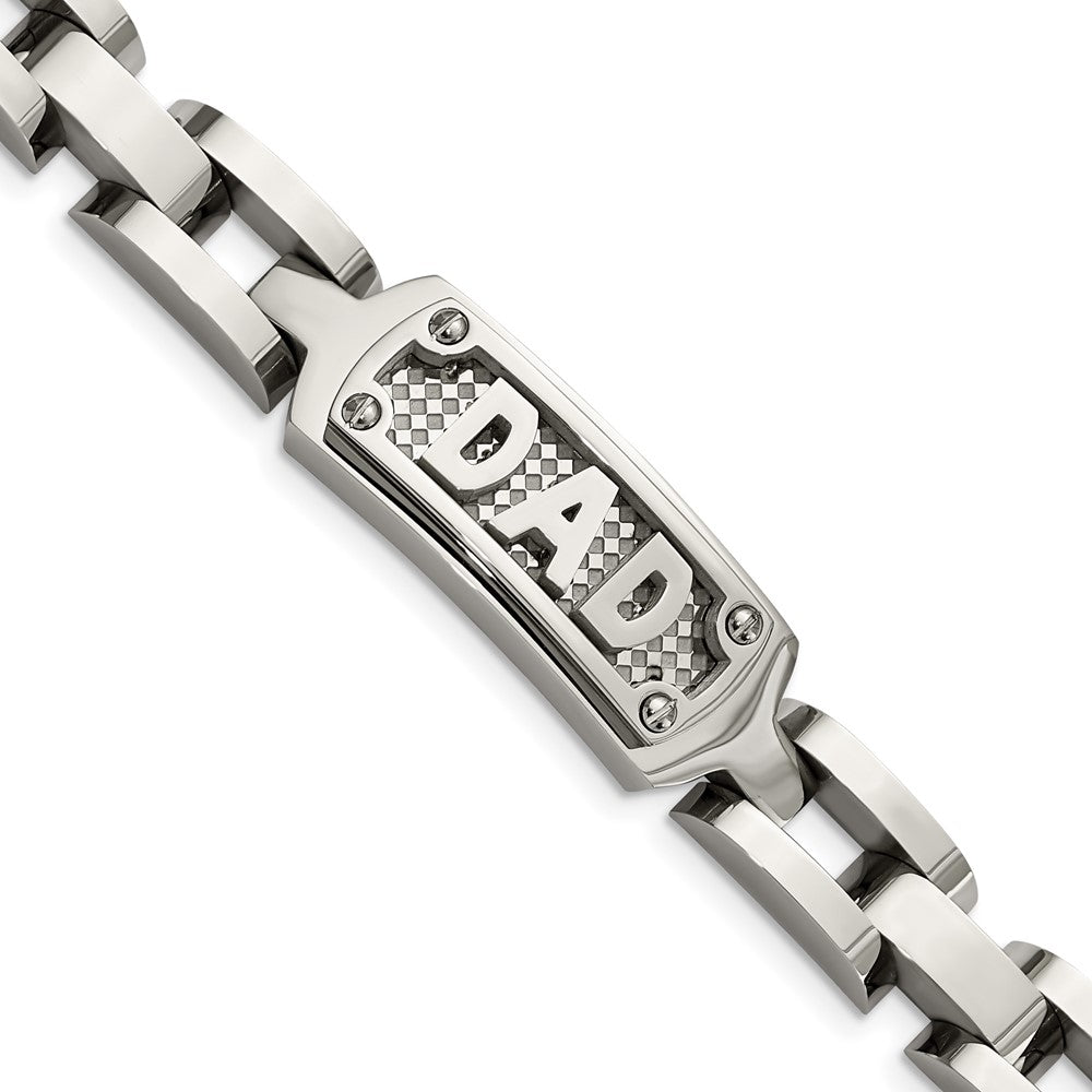 Edelstahl Chisel Poliert und Strukturiert Dad 8.5 Zoll Armband
