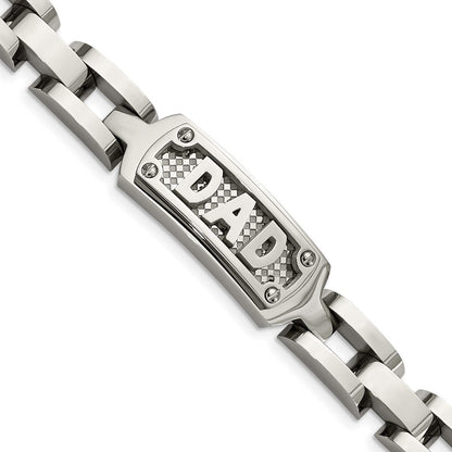 Edelstahl Chisel Poliert und Strukturiert Dad 8.5 Zoll Armband