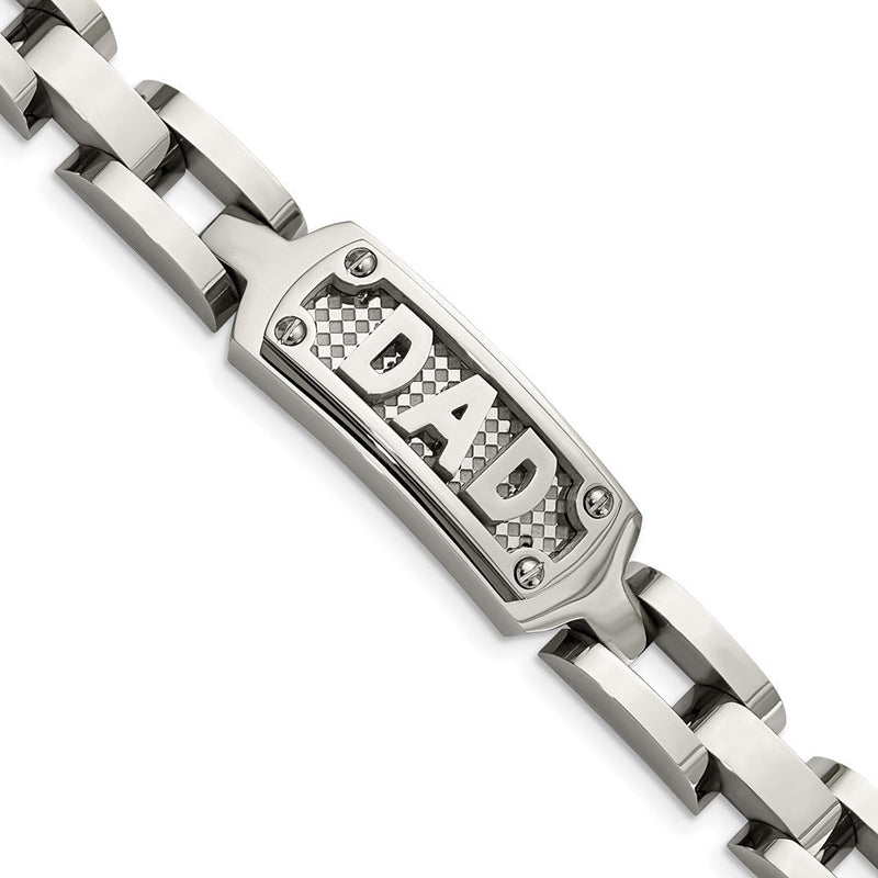 Edelstahl Chisel Poliert und Strukturiert Dad 8.5 Zoll Armband