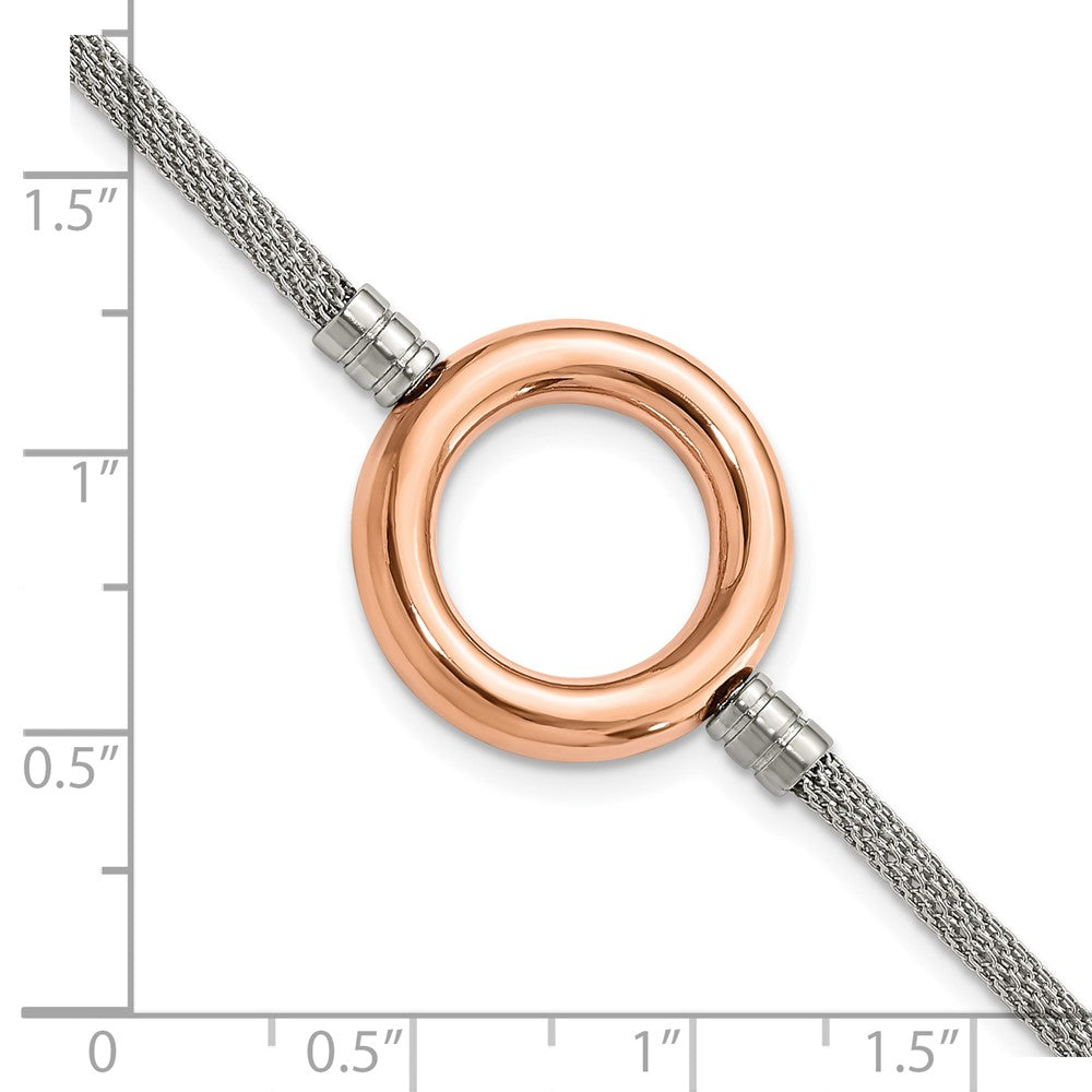 9.25 Zoll Edelstahl Rosa Pvd-beschichtet Kreis Netz mit 1.5 Zoll Verlängerung Armband