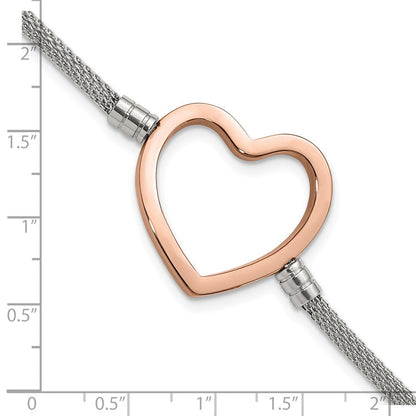 9.25 Zoll Edelstahl Rosa Pvd-beschichtet Herz Netz mit 1.5 Zoll Verlängerung Armband