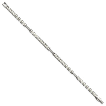 7.5 Zoll Edelstahl Poliert Zirkonia & Weiß Keramik Glieder Armband