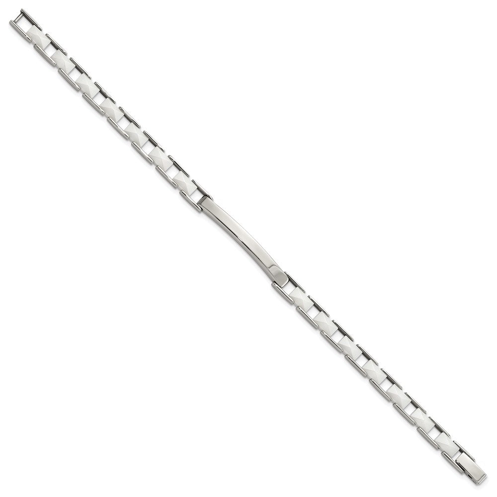 7.5 Zoll Edelstahl & Weiß Keramik Stab Armband