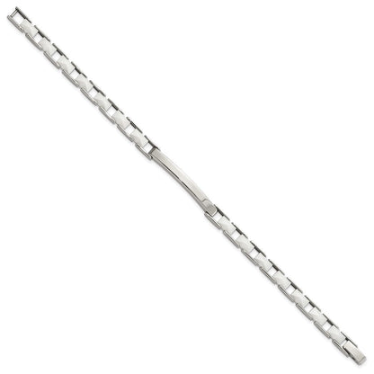 7.5 Zoll Edelstahl & Weiß Keramik Stab Armband
