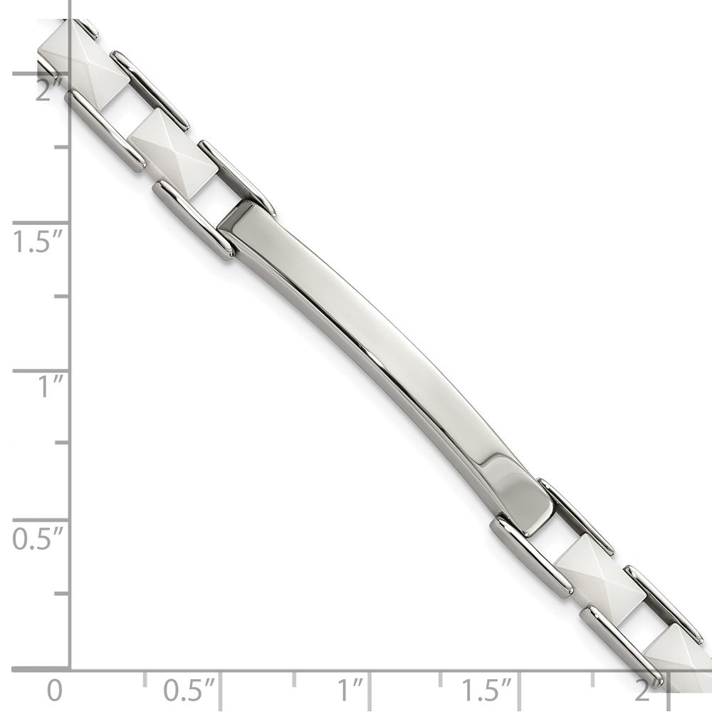 7.5 Zoll Edelstahl & Weiß Keramik Stab Armband