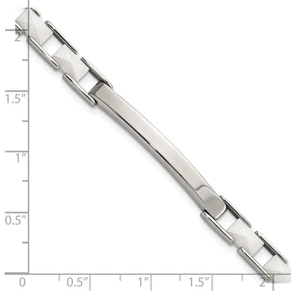 7.5 Zoll Edelstahl & Weiß Keramik Stab Armband