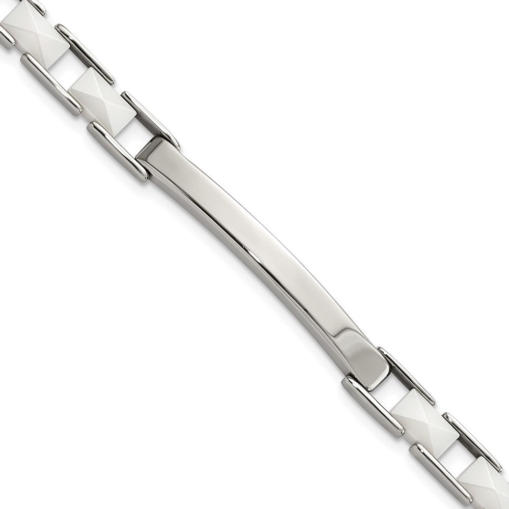 7.5 Zoll Edelstahl & Weiß Keramik Stab Armband