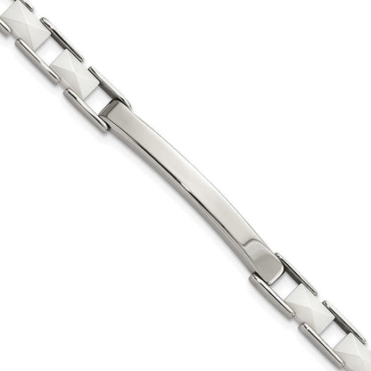 7.5 Zoll Edelstahl & Weiß Keramik Stab Armband