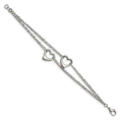 Edelstahl Chisel Poliert Ausgeschnitten Herzen 7 Zoll Multi-strand Armband