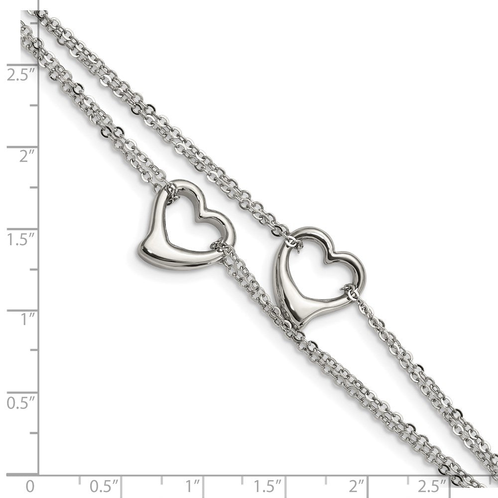 Edelstahl Chisel Poliert Ausgeschnitten Herzen 7 Zoll Multi-strand Armband