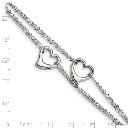 Edelstahl Chisel Poliert Ausgeschnitten Herzen 7 Zoll Multi-strand Armband