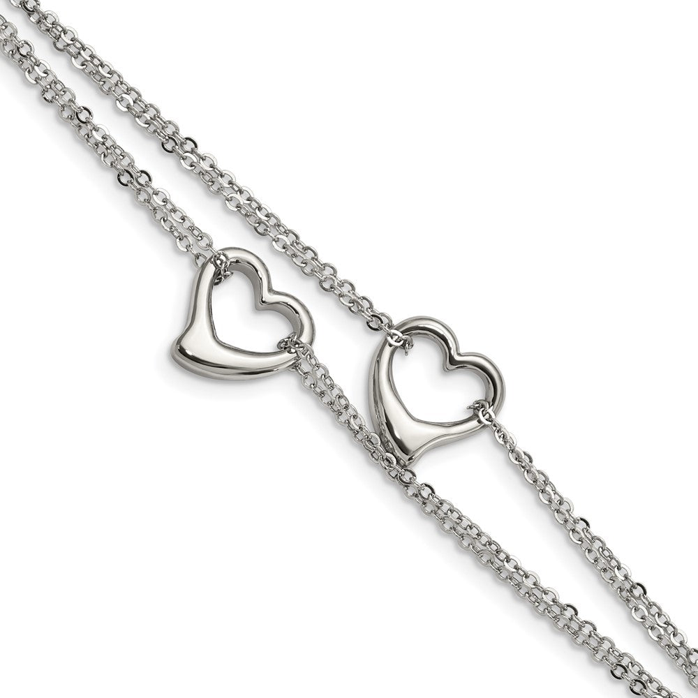 Edelstahl Chisel Poliert Ausgeschnitten Herzen 7 Zoll Multi-strand Armband