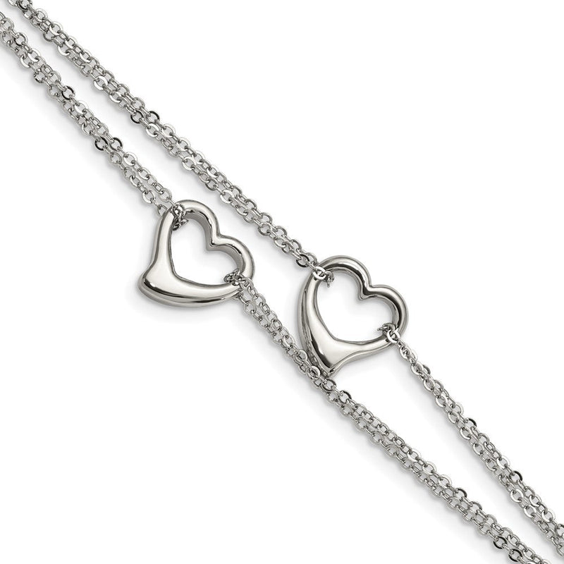 Edelstahl Chisel Poliert Ausgeschnitten Herzen 7 Zoll Multi-strand Armband