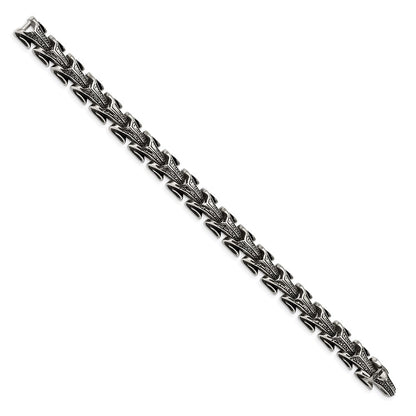 Edelstahl Chisel Antikisiert und Poliert 8.5 Zoll Drache Scale Glieder Armband