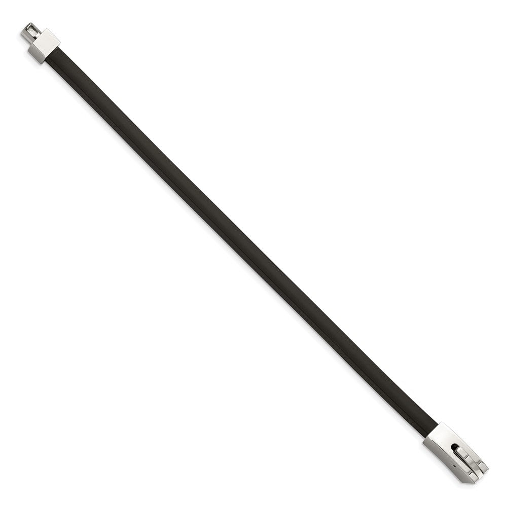 Edelstahl Chisel Poliert Schwarz Gummi 8.5 Zoll Armband