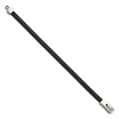 Edelstahl Chisel Poliert Schwarz Gummi 8.5 Zoll Armband